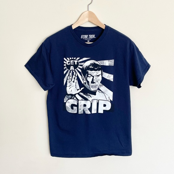 NEW Star Trek Spock Get A Grip Graphic Blue T Shirt Adult size Medium - Picture 1 of 5